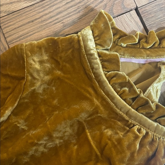 Boden Mustard  crushed Velvet Blouse size 8 holiday look vintage sleeve - Picture 7 of 7